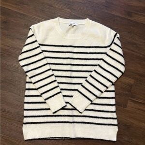 John + Jenn Cream and Black Striped Crewneck Sweater Women’s Medium